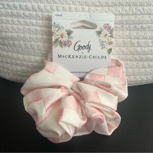 NWT Mackenzie Childs x Goody Pink Rosy Check Large Satin Scrunchy Hair Tie